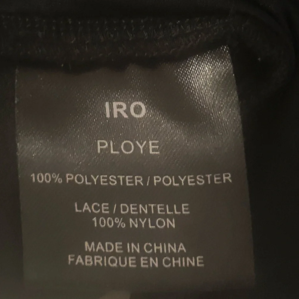 IRO Black Mini Dress Size Medium Crew Neck Cap Sleeve Lace Trim
